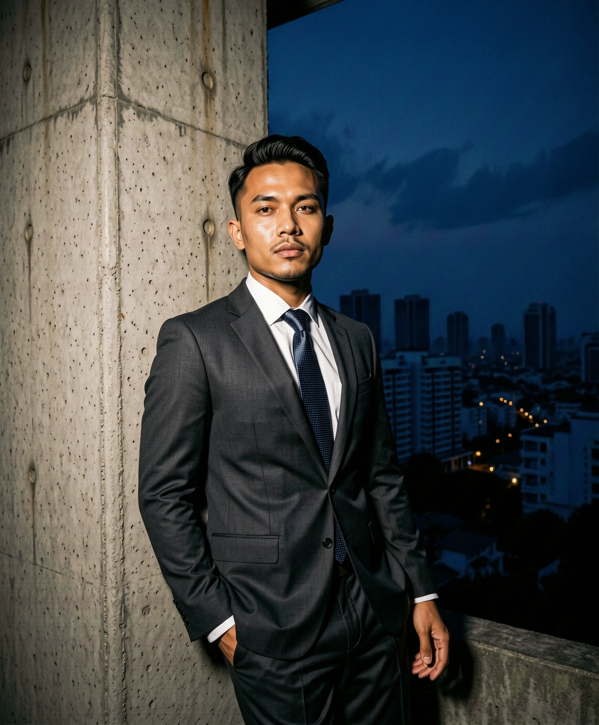 Modern Indonesian man in bespoke tailoring